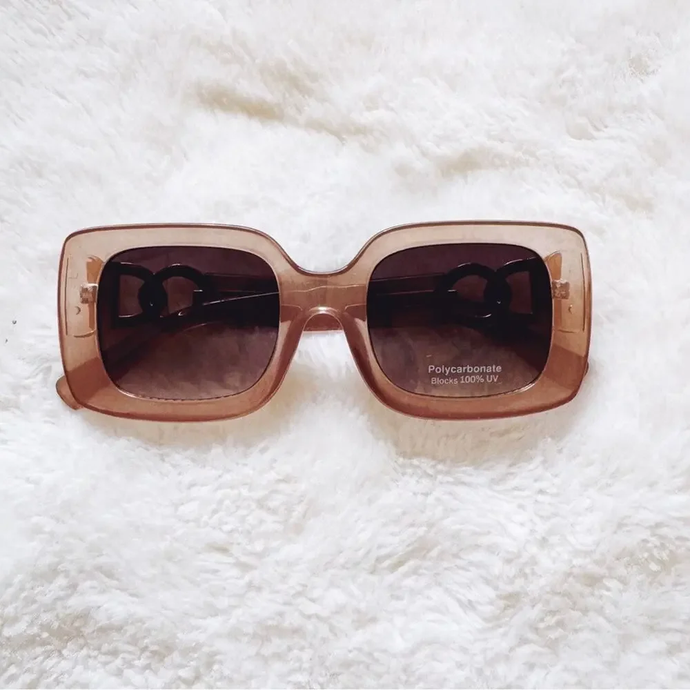 Camille Clear Tan Oversized Square Sunglasses